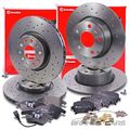BREMBO XTRA SPORT-BREMSSCHEIBEN +BREMSBELÄGE VORNE+HINTEN FÜR AUDI TT 8J 1.8 2.0
