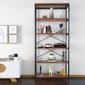 Bücherregal mit 5 Ebenen Regal Standregal Küchenregal Holz Metall Industrie Stil