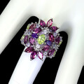 925 Sterlingsilber Ring Birne Peridot Amethyst Tansanit Edelstein Schmuck Sz 7.5