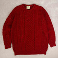 Vintage 90er gemusterter Aran Wolle Strickpullover XL Damen weinrot Pullover