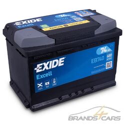 EXIDE AUTOBATTERIE 12V 74Ah STARTERBATTERIE 680A EB740 EXCELL SOFORT EINSATZBEREIT-PREIS ENTHÄLT 7,50 € BATTERIEPFAND