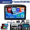 DAB+ 64G Carplay Android 13 Autoradio GPS BT WIFI +Kam Für Peugeot 308 408 07-15