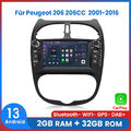 Für Peugeot 206 206CC 2001-2016 Carplay Android13 Autoradio GPS NAVI BT SWC 32GB