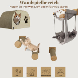 Katzen Kletterwand Wandkratzbaum Wand Kratzbrett Hängematte Katzenhöhle Säule