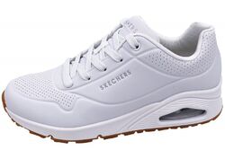 Skechers Damen Sneaker UNO Stand on Air Weiß Schuhe 73690 WHT