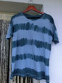 T-Shirt Damen Baumwollshirt Batic-Muster blau petrol gestreift Gr. XL