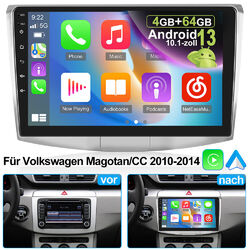 4+64GB Android 13 Autoradio GPS Carplay für VW Passat B6 B7 CC Magotan 2011-2015