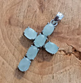 Nephrit Jade Anhänger Sterlingsilber Kreuz für Halskette 925 gestempelt 1,59 g