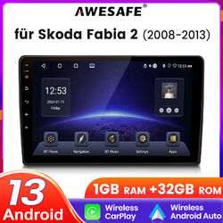 Android 13 Carplay Autoradio GPS NAVI RDS Für Skoda Fabia 2008-2013 DAB SWC WIFI