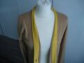 Esprit Halblange Feinstrickjacke Cardigan in Caramel mit Gelb abges. Gr. M 40-42