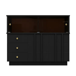 Küchenschrank LED Sideboard mit Glastüren, Aufbewahrungsschrank, Buffetschrank