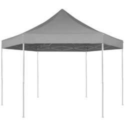 Pop-Up-Partyzelt Hexagonal Faltbar Grau 3,6x3,1 m