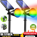 2x LED Solar Strahler Set RGB Solar-Leuchte Solarspot Garten Spot Leuchte IP65