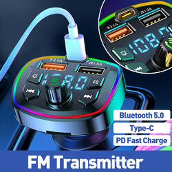 Bluetooth5.0 FM Transmitter KFZ Auto Radio MP3 Player Dual USB Ladegerät Adapter