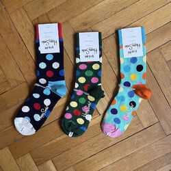 Happy Socks 3 Paar Big Dot Socken Größe 36-40 Lustige Bunte Socken UVP 36€