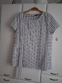 Damen Bluse Popeline Baumwolle Weiß/Petrol gestreift von Marc O‘Polo Gr. 36 S