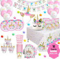 MEGA Party Deko Set Einhorn Geburtstag 16 Gäste Happy Birthday Mädchen 126 Teile