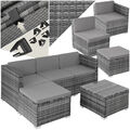 Poly Rattan Sitzgruppe Lounge Gartenmöbel Set Garten Garnitur Sofa Hocker Tisch