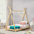 [en.casa] Kinderbett 80x160cm Tipi Indianer Bett Holz Natur Bambus Kinder Haus