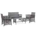 4-tlg. Garten-Lounge-Set mit Auflage Poly Rattan Anthrazit