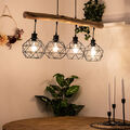 Vintage Pendel Holz Balken Wohn Zimmer Decken Lampe Hänge Leuchte schwarz Käfig