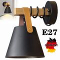 Retro Wand Lampe Flur Strahler Schalter Wohn Schlaf Zimmer Leuchte schwarz/Holz