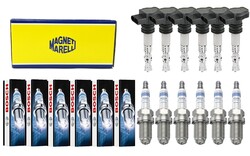 6x MAGNETI MARELLI Zündspule +6x BOSCH Zündkerze Super 4 für BMW 5er E34