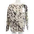 JUVIA Sweatshirt Shirt Damen Pullover Oberteil Jersey Beige Schwarz Muster Neu