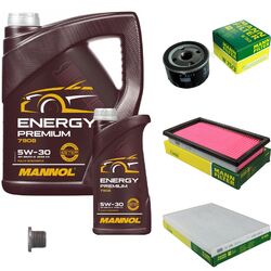 MANN Inspektionspaket 6 L MANNOL Energy Premium 5W-30 für Nissan Qashqai +2 I