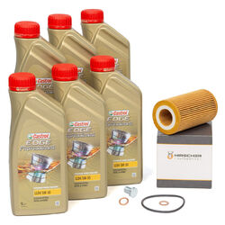 6L CASTROL EDGE 5W30 M LL-04 HIRSCHER Ölfilter für BMW E46 318/320d E39 520d M47