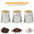 3-teiliges Tee Kaffee Zucker Aufbewahrung Kanister Set Holzdeckel Küche Organizer Dose