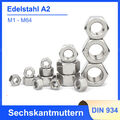 Edelstahl Sechskantmuttern DIN 934 rostfrei A2 Muttern M1 M1.2 M1.4 M1.6 bis M64