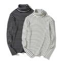 Herrenmode Gestreiftes Rollkragen-T-Shirt Slim Fit Langarm Pullover Tops Bluse