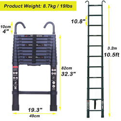 Alu Teleskopleiter Ausziehbar 2,6 - 6,2M Höhe Stehleiter Ladder Mehrzweckleiter