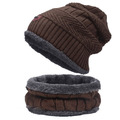 Beanie Mütze + Loop Schal Strickmütze Fellmütze Damen Herren 2 tlg. Winter warm