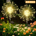 2/4 Stück LED Solar Feuerwerk Licht Solarlampe außen Garten Deko Leuchte Stecker