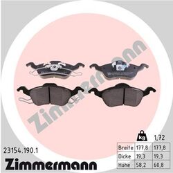 ZIMMERMANN Bremsbelagsatz Scheibenbremse 23154.190.1 für FORD FOCUS DAW DNW DBW