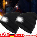 2 Stück Wintermütze Warme Strickmütze mit LED Licht aufladbar Beanie USB Mütze