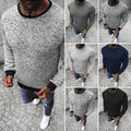 Sweatshirt Langarmshirt Rundhals Pullover Classic Unifarben Basic Herren OZONEE