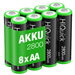 HiQuick Akku Ladegerät 1100 2800mAh AA AAA Wiederaufladbar Rechargeable Batterie