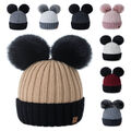 Winter Mütze Herren Beanie Damen Strickmütze Warme Norweger doppel Bommelmütze