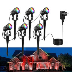 LED Gartenstrahler RGBW mit Erdspieß Gartenleuchte Gartenbeleuchtung Außen IP65