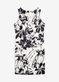 Etuikleid aus Satin Gr. 38 Wollweiß Schwarz Geblümt Sommerkleid Etui-Kleid Neu
