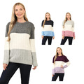 Damen Strickpullover lockere Passform Rundhalsausschnitt warme Oberteile Damen weich kuschelig Pullover Mul