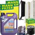 MANN INSPEKTIONSPAKET+LIQUI MOLY 5W-40 ÖL passend für HYUNDAI i20 I PB/T 1.4+1.6