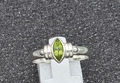 massiv Sterling Silber 925 Ring mit 8x4 Peridot vergoldet oder Silber poliert