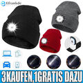 Warme Strickmütze Unisex Wintermütze mit LED Licht Aufladbar USB Beanie Mütze