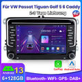 6+128G Carplay Android 13 Autoradio GPS Nav Für VW Touran GOLF 5 6 Passat Tiguan