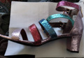 Riemchen-Sandaletten  von Heine, Gr. 41, metallic rosa-pink-blau-türkis, neu