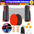 9teiliges Tischtennis Set Schläger und Netz mit Schnellspann und Aufrollfunktion